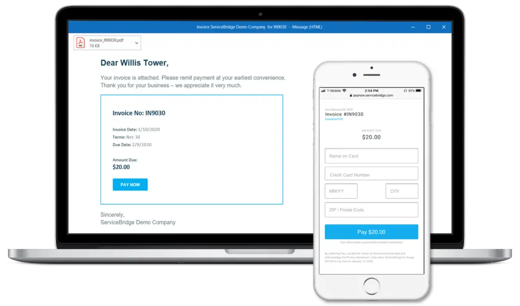 ServiceBridge customer payment portal for faster billing collections