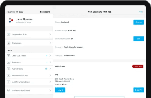 ServiceBridge mobile app work order management interface
