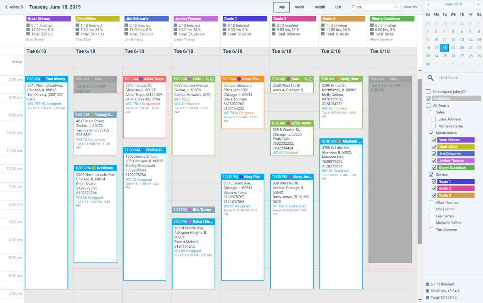 ServiceBridge scheduling and dispatch interface for optimizing field technician procedures
