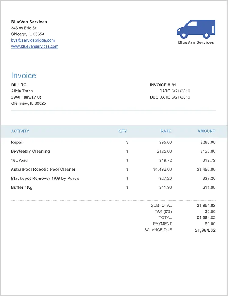 ServiceBridge Invoicing