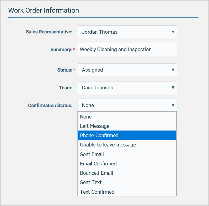Customer confirmation screen after job completion