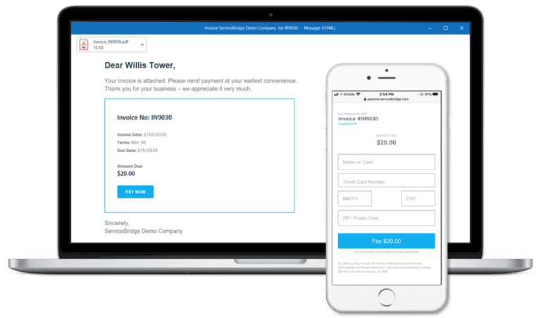 ServiceBridge Pay Now customer payment portal