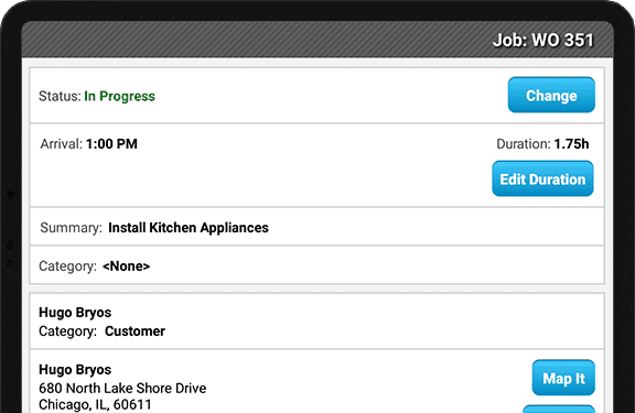ServiceBridge work order management screen