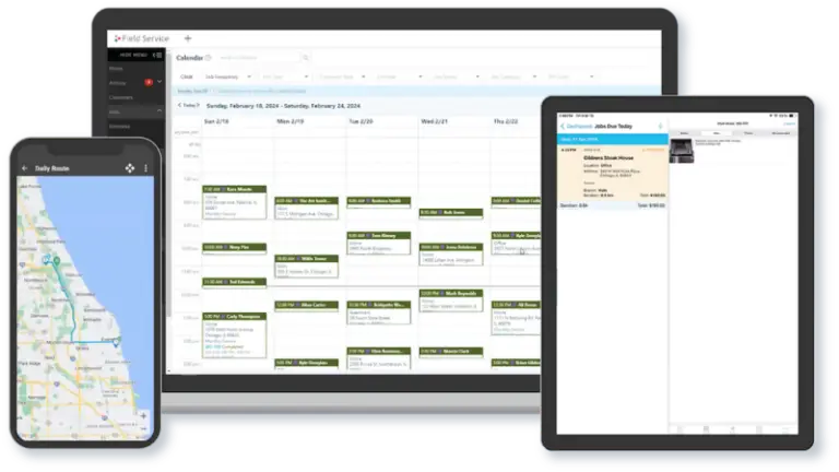 ServiceBridge field service app with job map interface